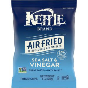 Kettle Brand Potato Chips, Air Fried Sea Salt and Vinegar Kettle Chips, 1 Oz Snack Bag