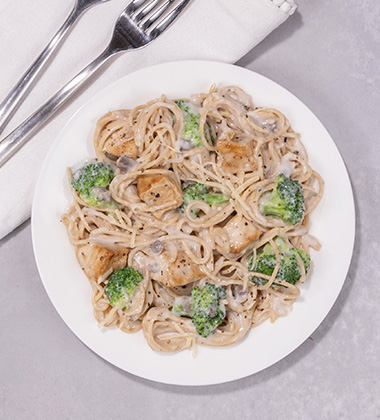 Delicious recipes on campbellsfoodservice.com - whole wheat pasta alfredo with chicken & broccoli